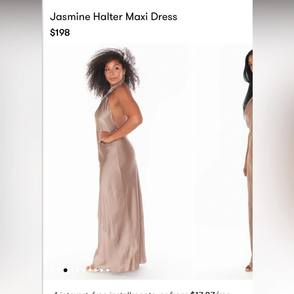 Show Me Your Mumu The Jasmine Halter Dress Dune Luxe Satin - Picture 3 of 4